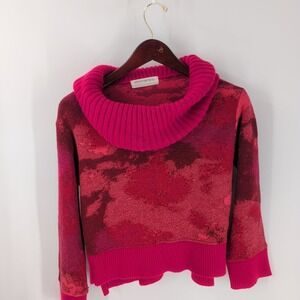 Aldomartins Cowl Neck‎ Tie-Dye Short Length Classic Pullover Sweater Red Pink XS